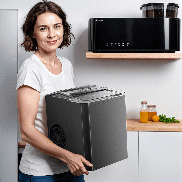 Countertop Ice Maker 26 lbs/24h 9 Cubes/6 Mins with Self-Cleaning Bullet Ice Maker for Home Office Bar Party