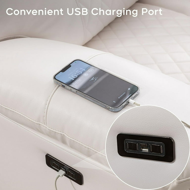 2PCS Power Recliner Sofa Sets with Bass Speaker,Wireless Charger LED Light,USB Port