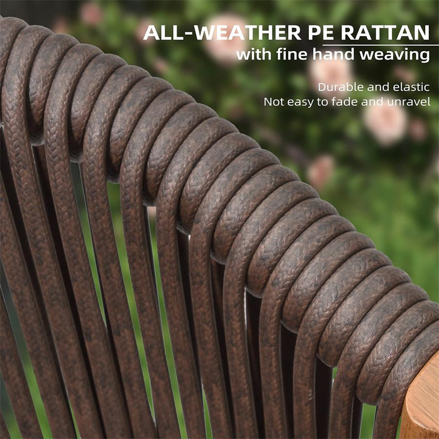 PURPLE LEAF Patio Bar Stool Rattan Bar Set of 2.Height Chair Counter Stool with Backrest and Cushion.28.74”
