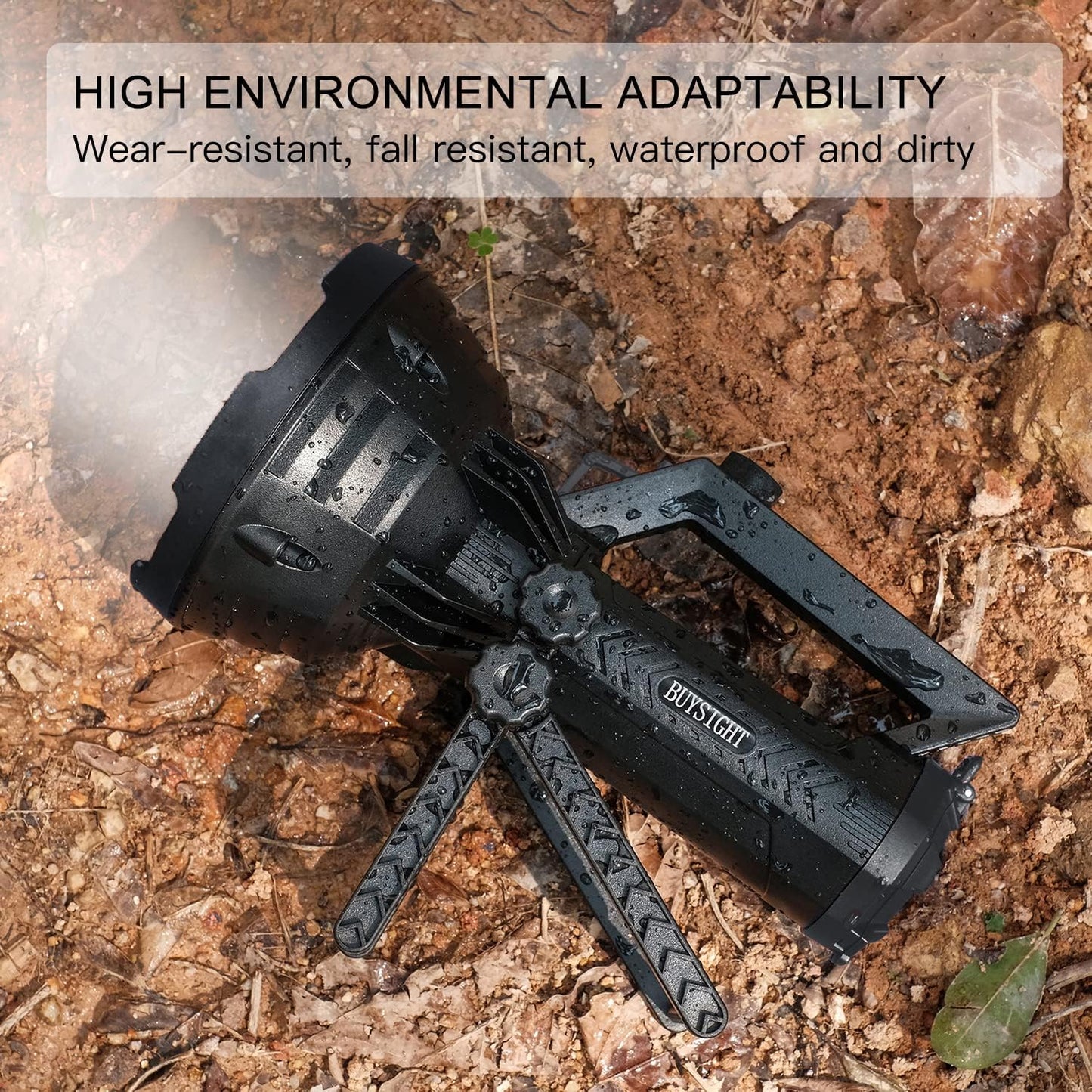 Rechargeable Spotlight Flashlight High Lumens 200000,Large Flashlight with 550 Yards Light Distance, Work Light Spot Lights Outdoor Handheld, Waterproof Searchlight with Stand&red Lens