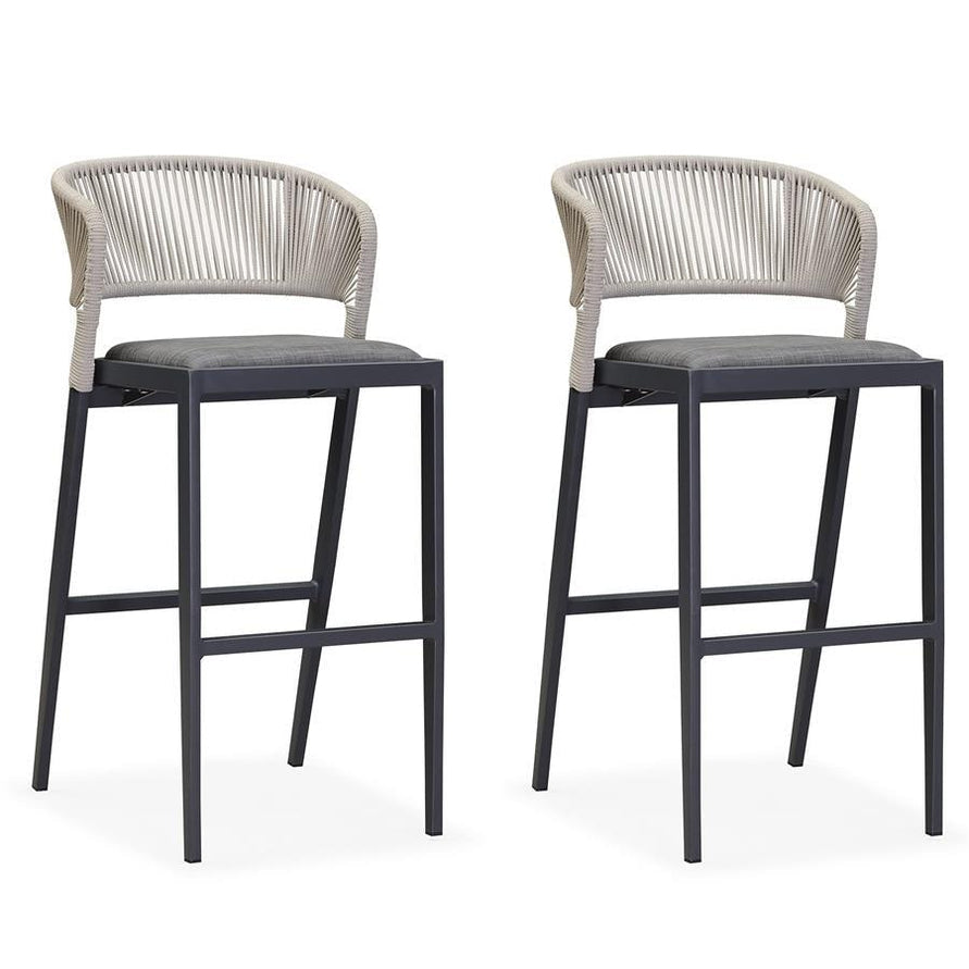 PURPLE LEAF Bar Stool Set of 2. Outdoor Rattan Bar Chair Aluminum Counter Height Stool Dark Grey.24.8”
