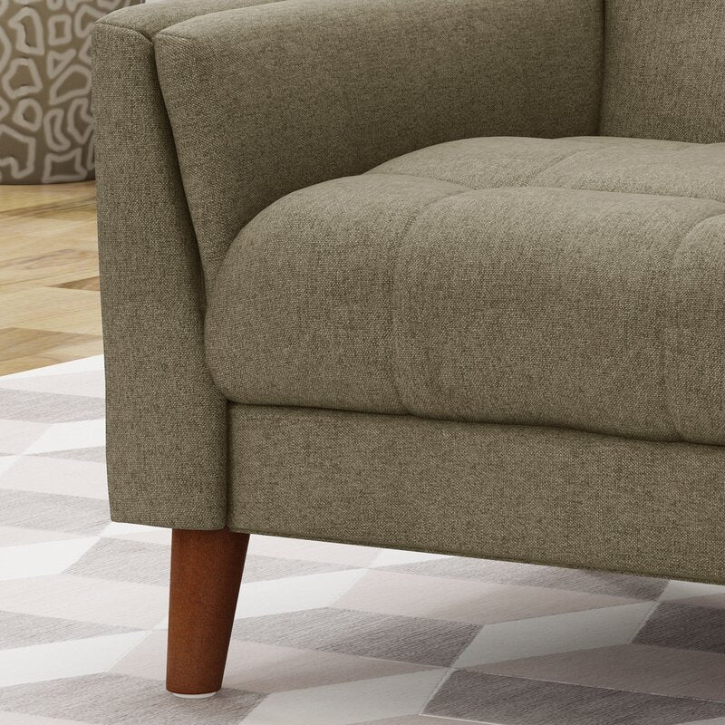 Davidas Wide Tufted Armchair. Studio Anvith Mid Century Modern Fabric Arm Chair, Mocha