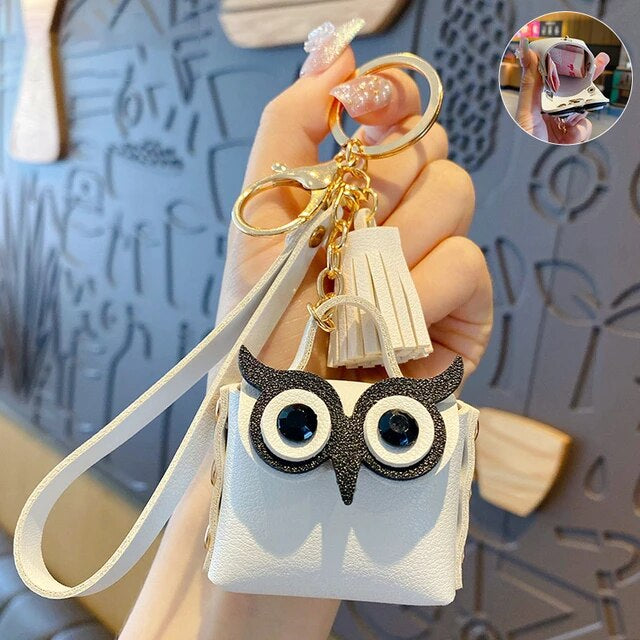 Fashion Leather Owl Keychain Coin Purse Metal Cartoon Owl Keychains All-Match Decortoy Ornaments Juguetes
