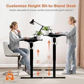 55x24inches Electric Standing Desk with Splice Board,Ergonomic Height Adjustabley. Black