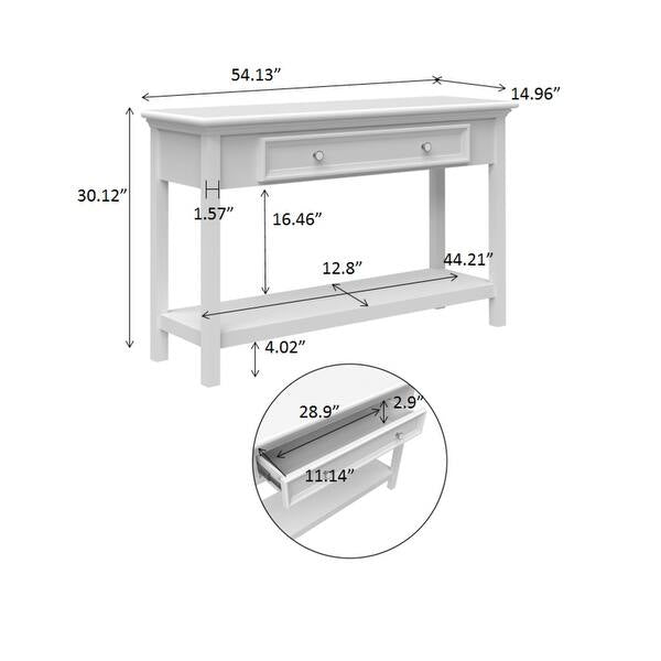 Solid Wood Console Table With Drawer and Shelve