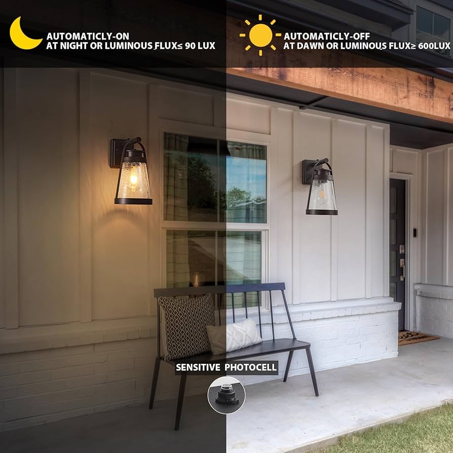 Dusk to Dawn Sensor Outdoor Wall Light Waterproof Exterior Lighting Fixtures Modern Outside Light for House Porch Garage Patio Front Door Hallway