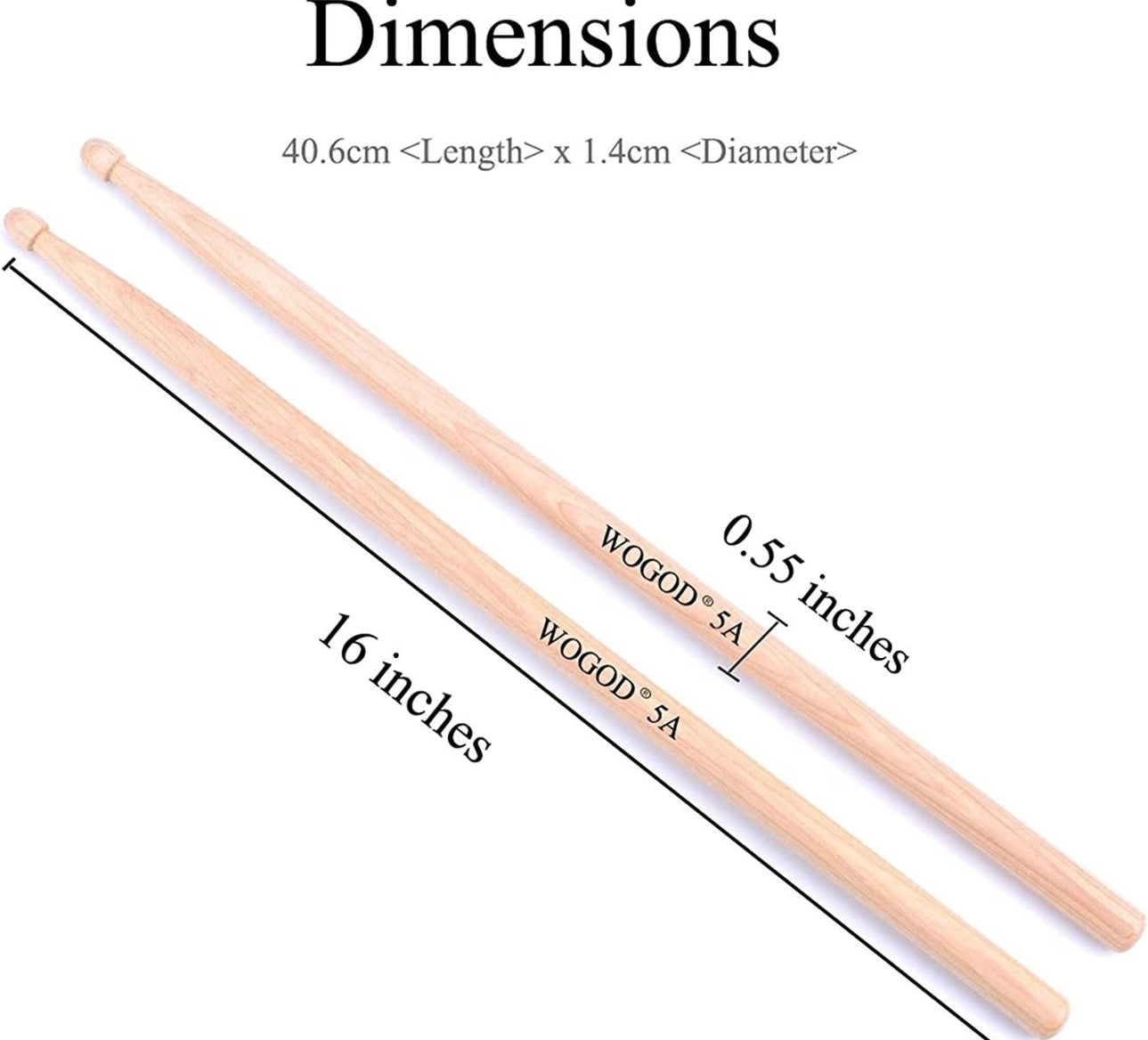 WOGOD 5A Maple Drum Sticks, Two Pair