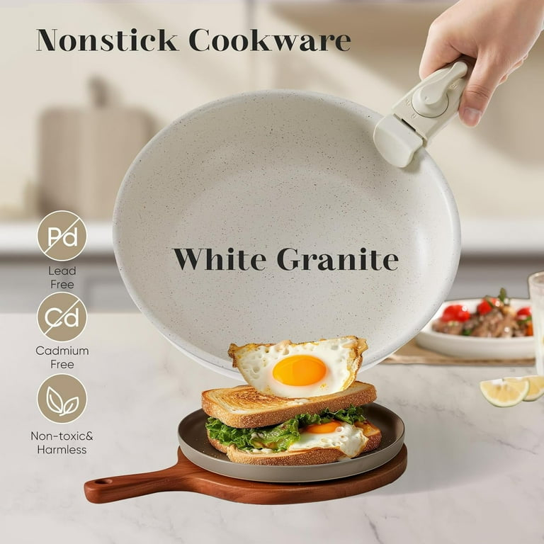 12 Pcs Pots and Pans Set Nonstick - Kitchen Cookware Set with Detachable Handle, Induction Cookware, Oven Safe, Stackable Non-stick Set