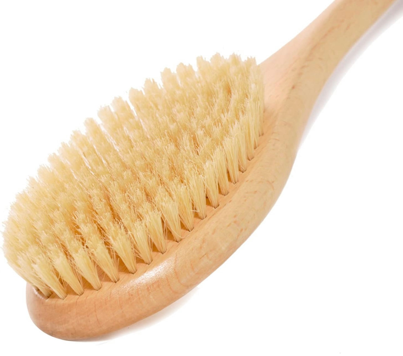 19.7inch Upgrade Long Handle Bath Brush Wood Shower Brush Natural Bristles for Wet or Dry Brushing, Back Scrubber for Gentle Exfoliating and Cleaning