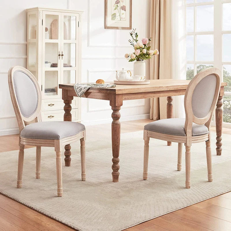 7 pcs Dining Table Set.Wood Table+6 PCS Chairs. Accent Upholstered Chairs,Solid Wood Leg