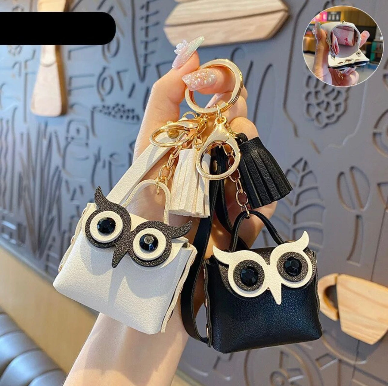 Fashion Leather Owl Keychain Coin Purse Metal Cartoon Owl Keychains All-Match Decortoy Ornaments Juguetes