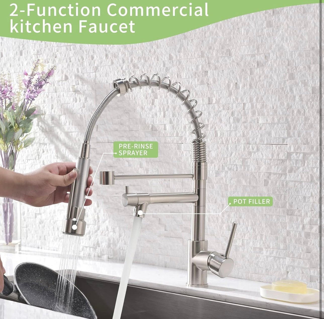 Contemporary Kitchen Sink Faucet,Single Handle Stainless Steel Kitchen Faucets with Pull Down Sprayer,Brushed Nickel