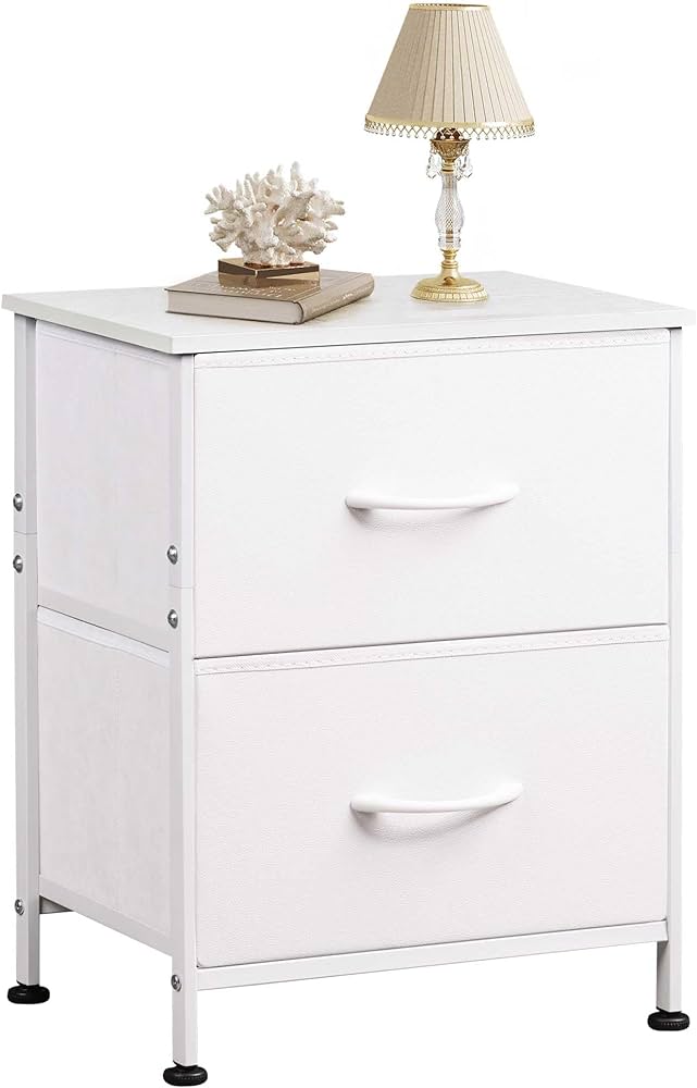 Nightstand, 2 Drawer Dresser for Bedroom, Small Dresser with 2 Drawers, Bedside Furniture, Night Stand, End Table with Fabric Bins for Bedroom, Closet, Entryway, College Dorm