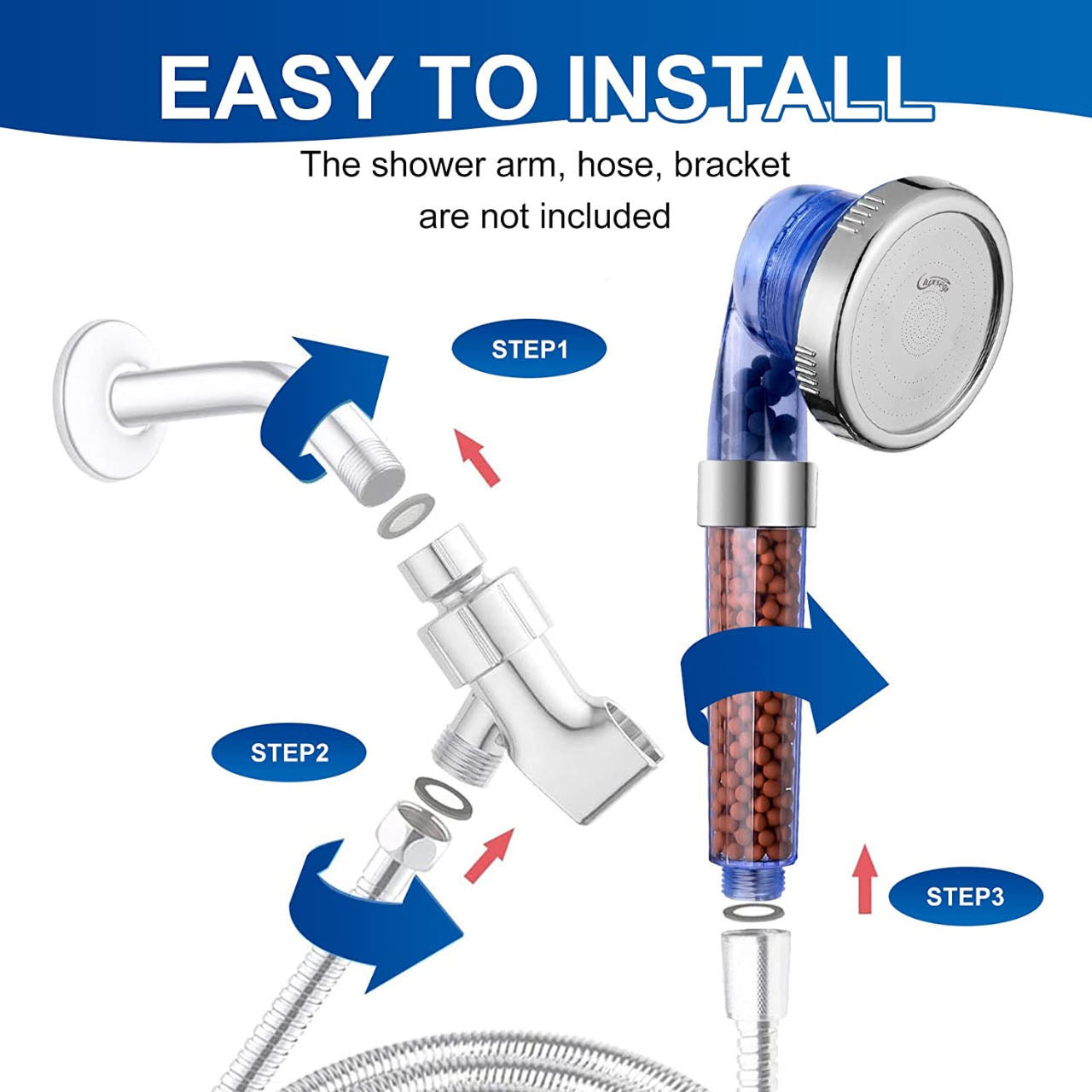 High Pressure Beaded Shower Head Soften Hard Water Water Saving RV Ecowater