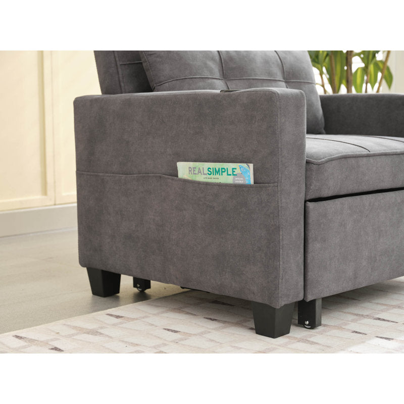 Futon Chair Bed: 3-in-1 Convertible Sleeper Chair With Usb Ports, Wear-resistant And Anti-scratch (dark Grey)