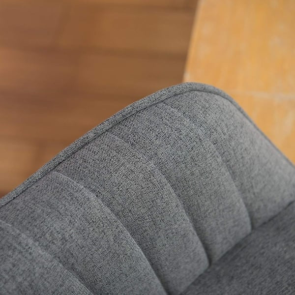 Mid-Century Modern Swivel Accent Chair with Beech Wood Legs, Grey Upholstered Cute Desk Chair Without Wheels for Home Office Living Room Bedroom