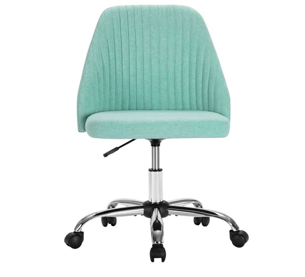 Home Office Chair, Mid-Back Armless Twill Fabric Adjustable Swivel.