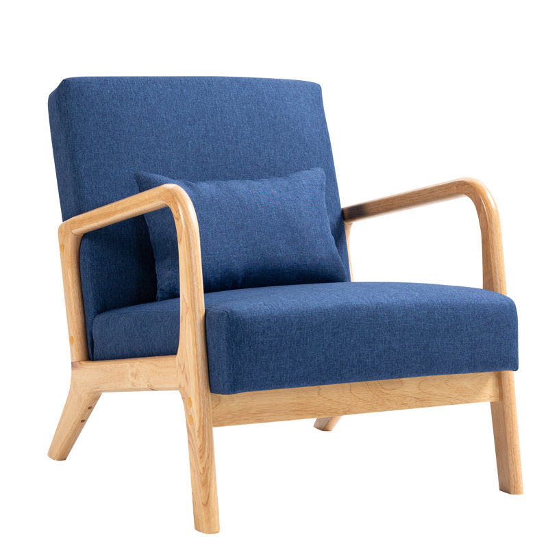 Wide Armchair Accent Wood Leg Chair