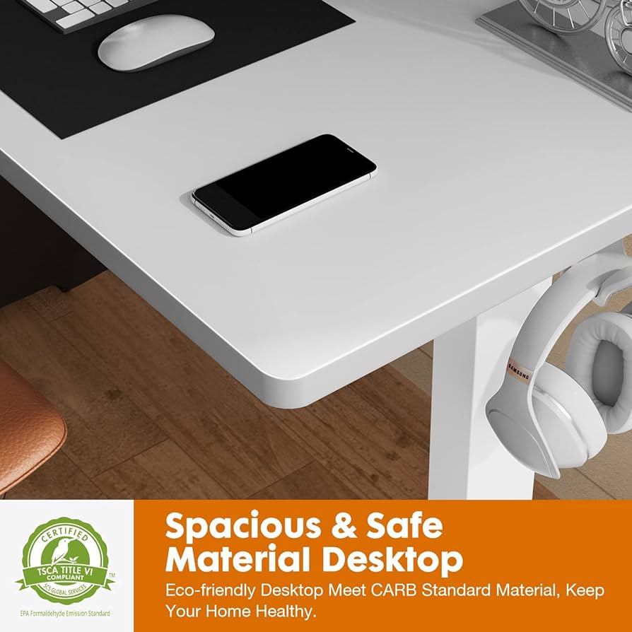 63x24inches Electric Standing Desk with Splice Board,Ergonomic Height Adjustabley. White