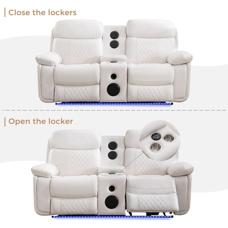 2PCS Power Recliner Sofa Sets with Bass Speaker,Wireless Charger LED Light,USB Port