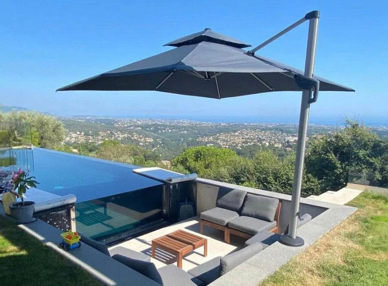 9 x 9 Purple Leaf Classic Square Cantilever Outdoor Patio Umbrella(base not included)