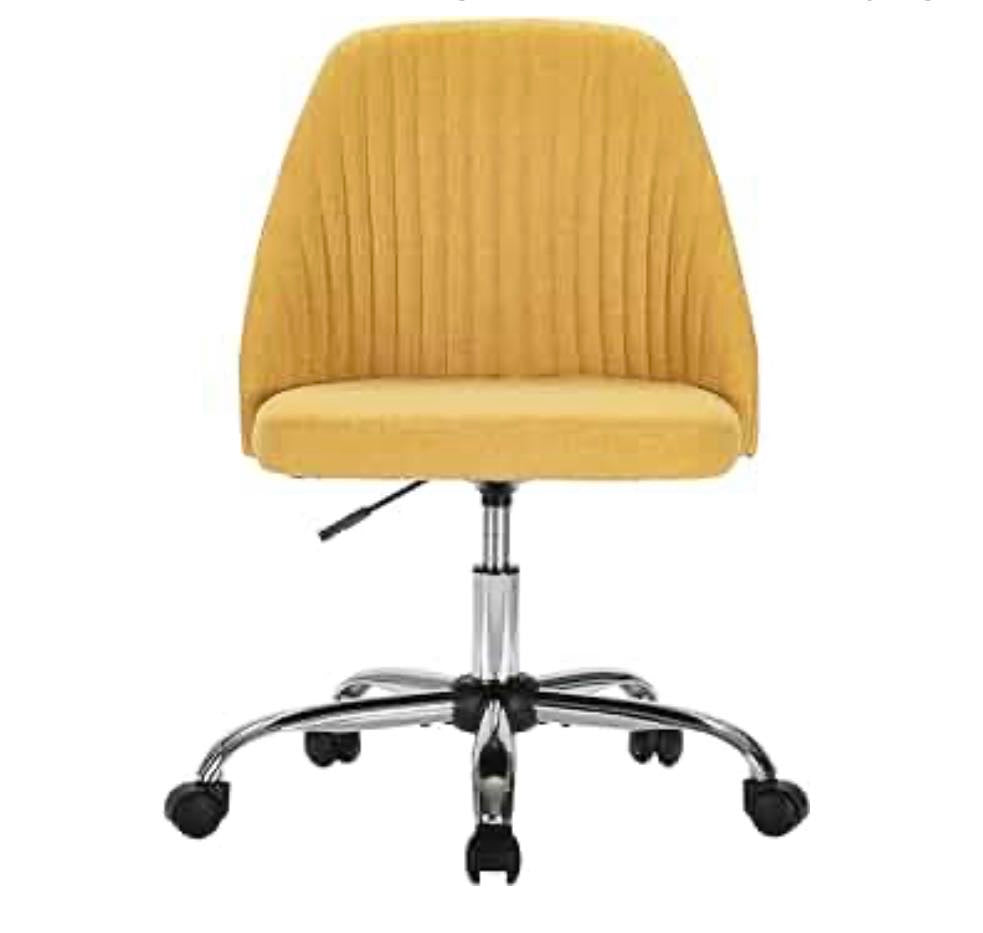 Home Office Chair, Mid-Back Armless Twill Fabric Adjustable Swivel.