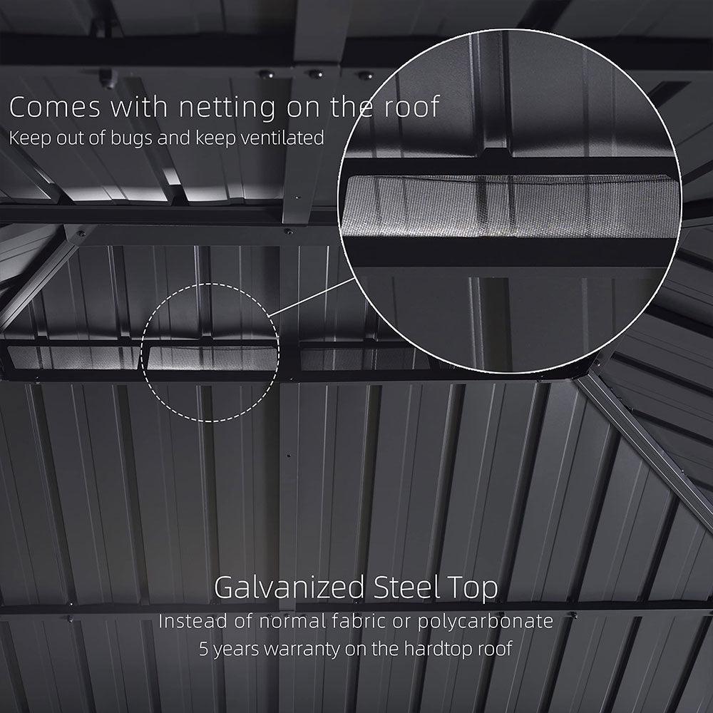 10x12 ft PURPLE LEAF Patio Gazebo for Backyard Grey Hardtop Galvanized Steel Roof Awning with Upgrade Curtain