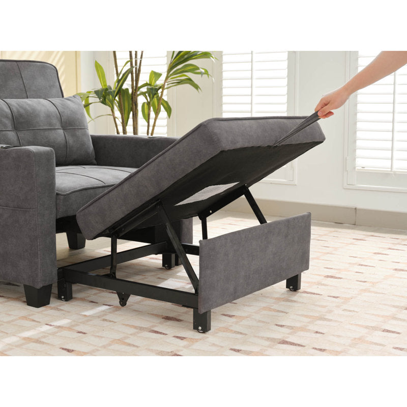 Futon Chair Bed: 3-in-1 Convertible Sleeper Chair With Usb Ports, Wear-resistant And Anti-scratch (dark Grey)