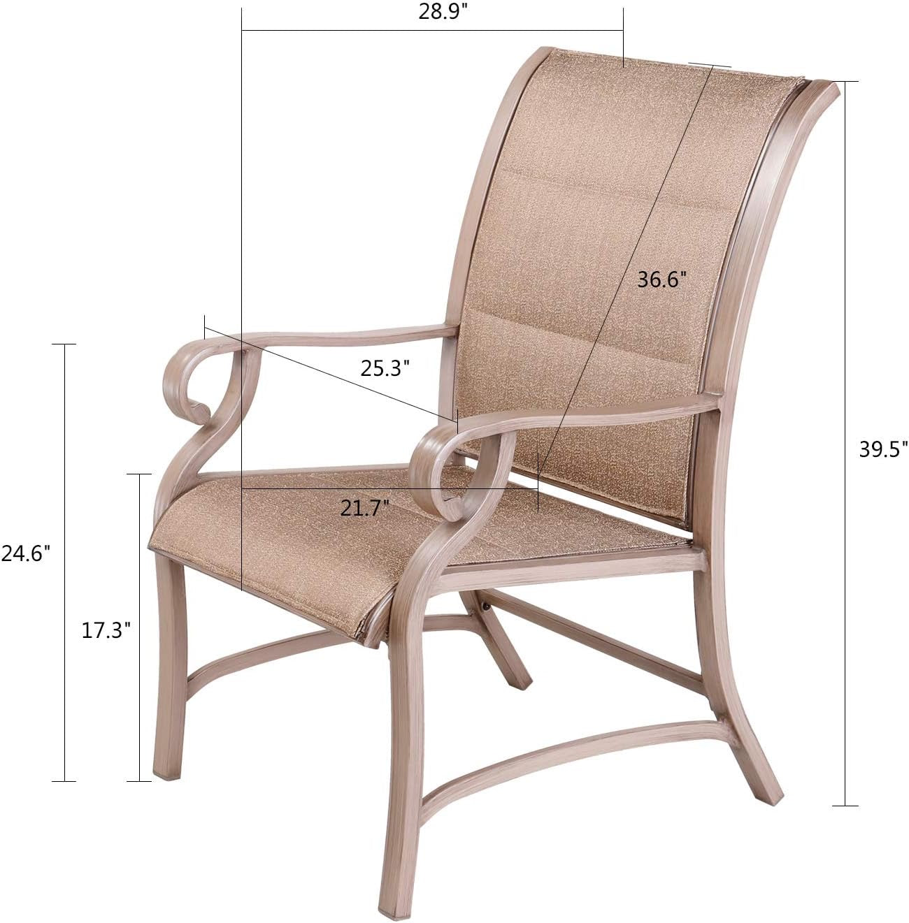 Champagne Gold 4-Piece Cast Aluminum Patio Rectangle Outdoor Dining Set with Love Seat for Garden, Yard