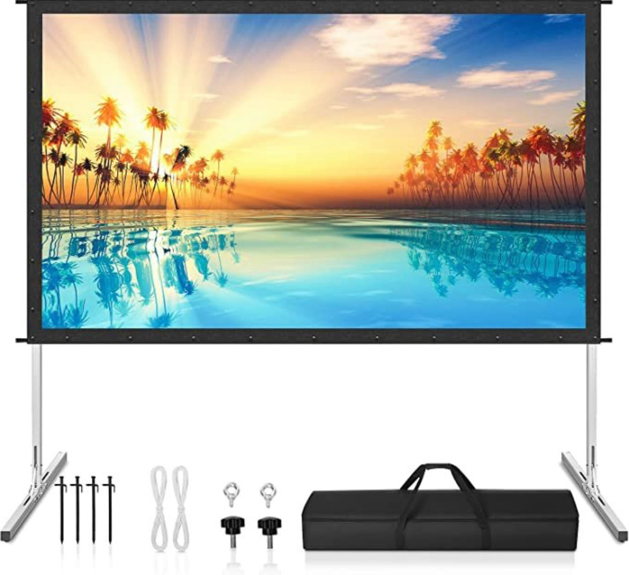 Projector Screen and Stand,JWSIT 100 inch Outdoor Movie Screen(Rear Projection Screen)