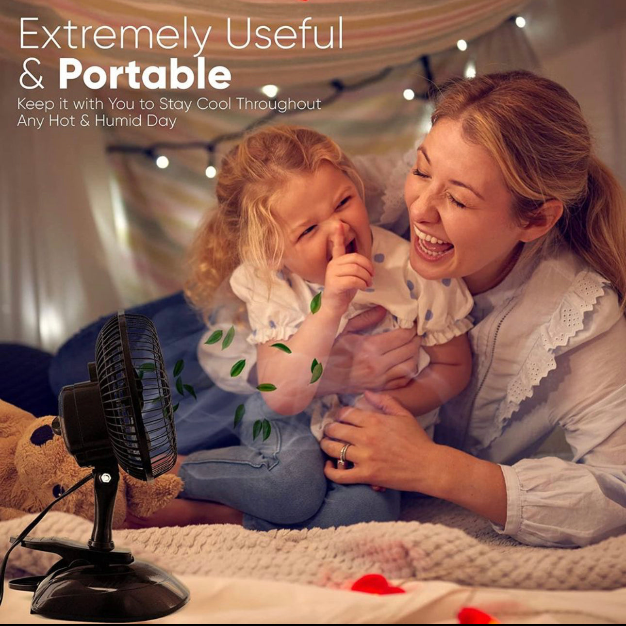 Portable Desk and Clip on Fan 6 Inch, Quiet Plug In, Cooling Fan 2 Speed, Adjustable Tilt, Black
