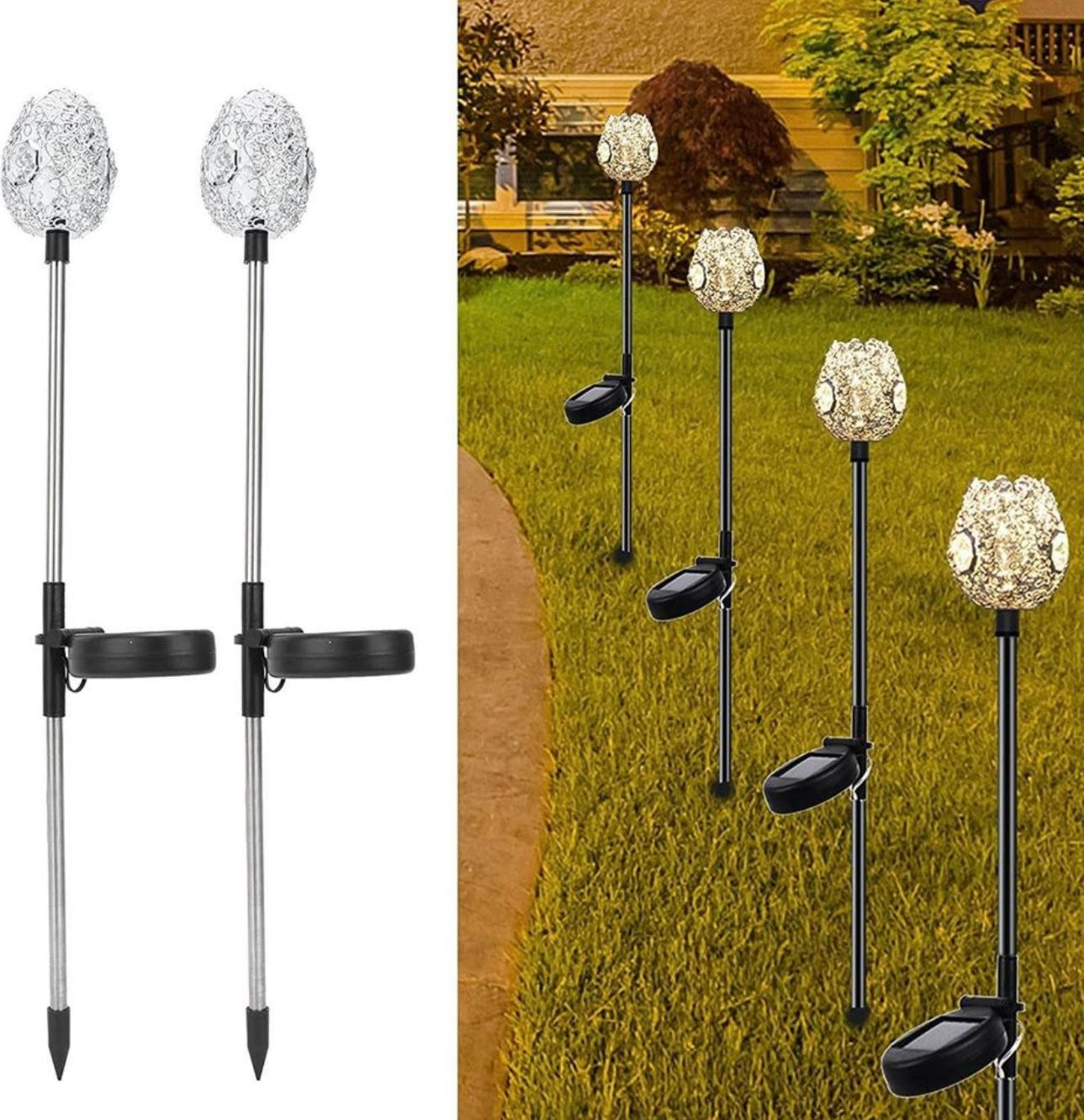 Solar Garden Light,Energy Saving Corrosion-Resistant Waterproof Lawn Lamp 2Pcs Warm Light for Garden