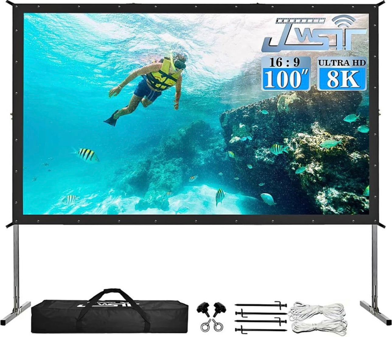Projector Screen and Stand,JWSIT 100 inch Outdoor Movie Screen(Rear Projection Screen)