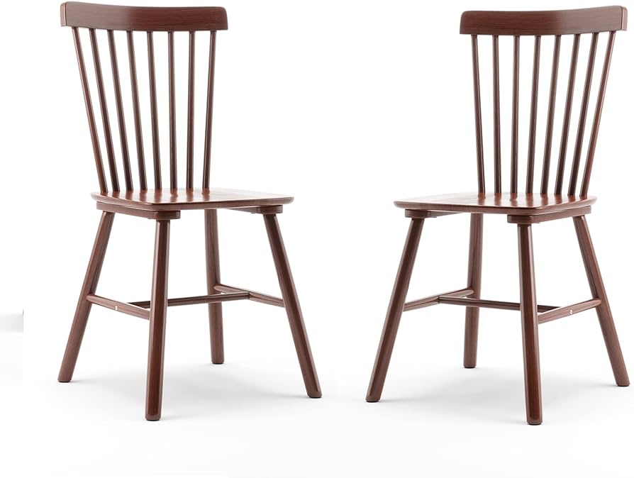 Windsor Dining Chair(no table), Spindle Back Wood Chairs, Brown