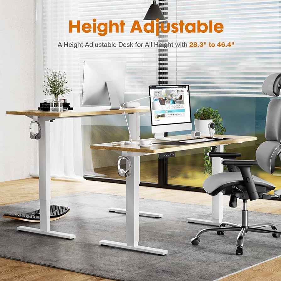 48x24inches Electric Standing Desk with Splice Board,Ergonomic Height Adjustabley. Oak Color