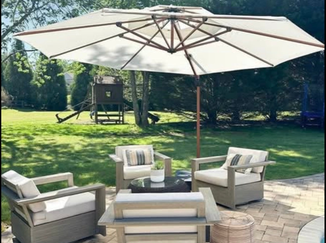 10’ Round Purple Leaf Wood Patio Umbrella(base not included)