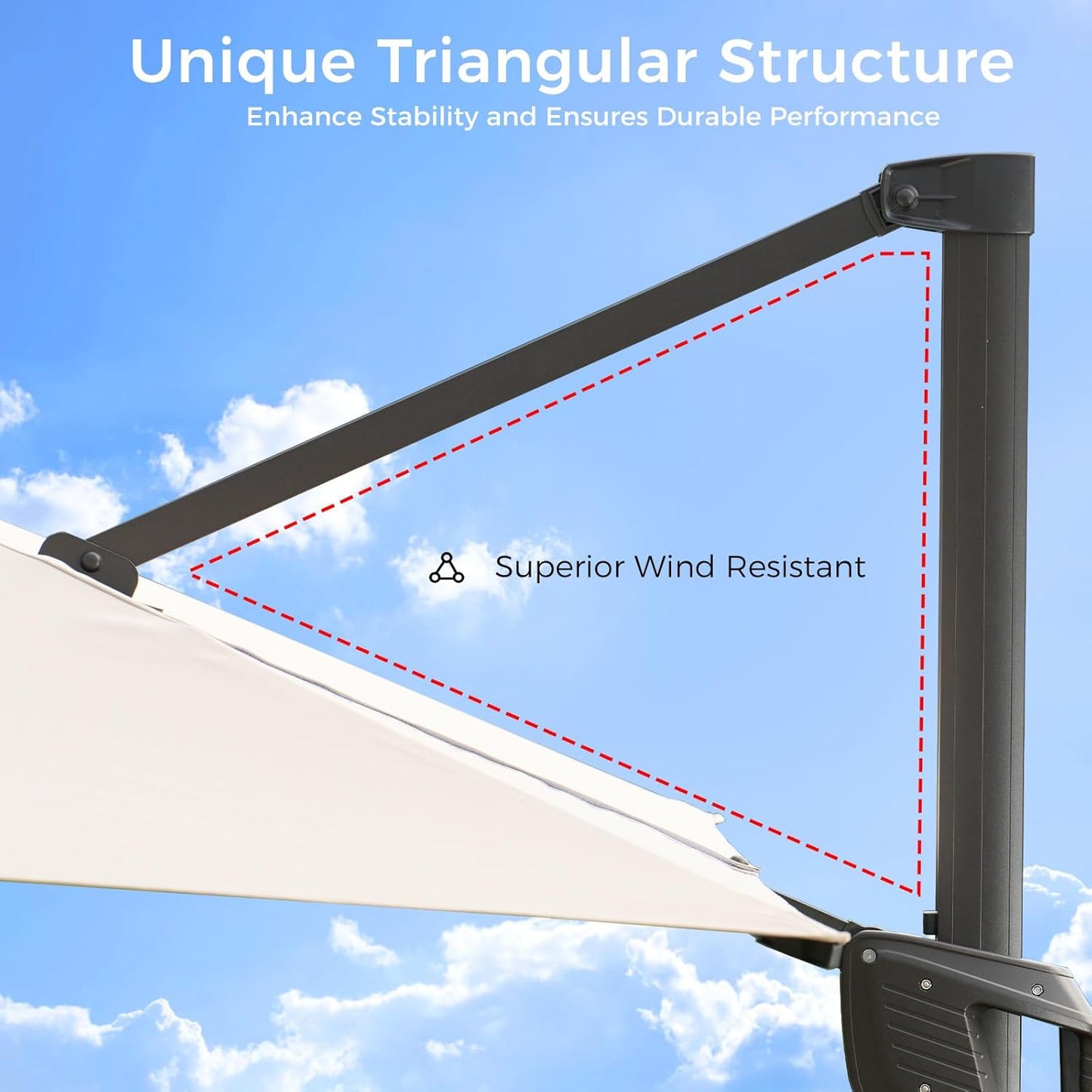 10x 10FT Aluminum Cantilever Patio Umbrella - Large Offset Heavy-Duty Umbrella with 360° Rotation, Infinite Tilt,10-Year Rustproof, 5 Year Fade-Resistant for Outdoor, Pool,   (Navy)