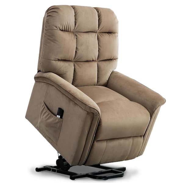 33 in. Width Big and Tall Mocha Microfiber Lift Massage Recliner