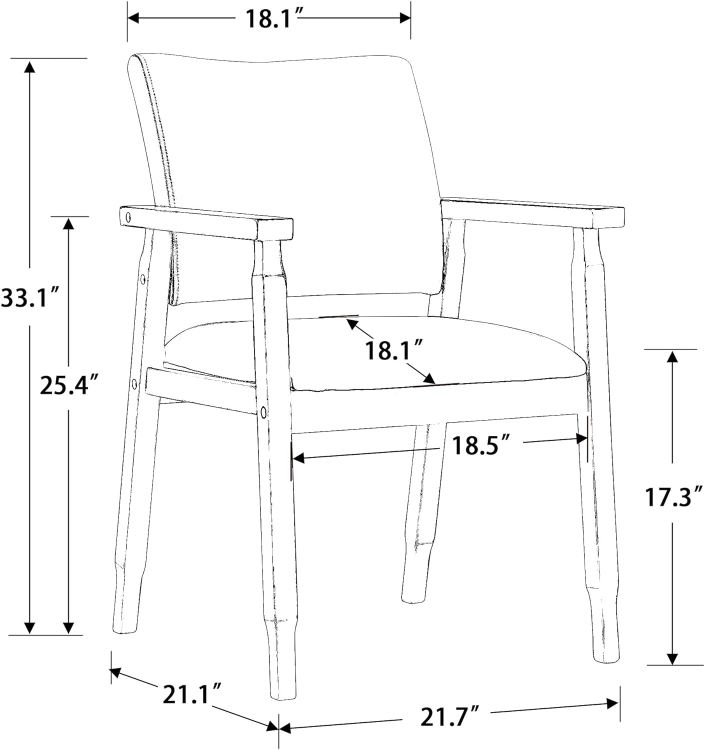 2 Pcs Beige Mid Century Modern Dining Chair.