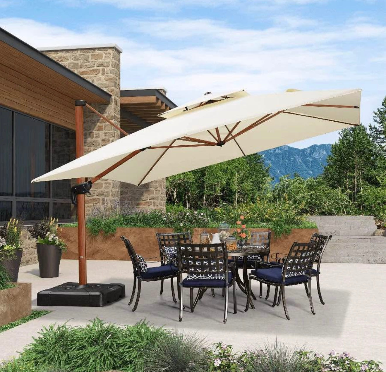 12 x 12 Square Purple Leaf Wood Umbrella(base not included)