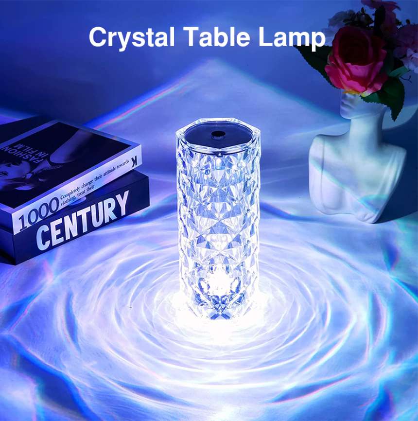 Acrylique Crystal Diamond Table Lamp, 16 Colors USB Rose Lamp with Touch and Remote Control, Acrylic 3D Night Light LED Nightstand Lamps