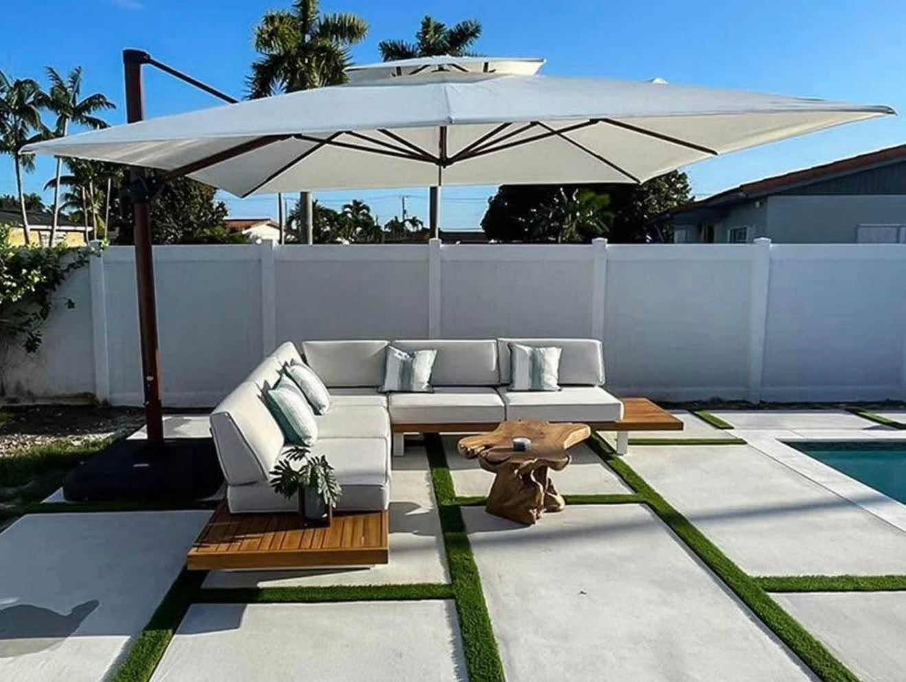 12 x 12 Square Purple Leaf Wood Umbrella(base not included)