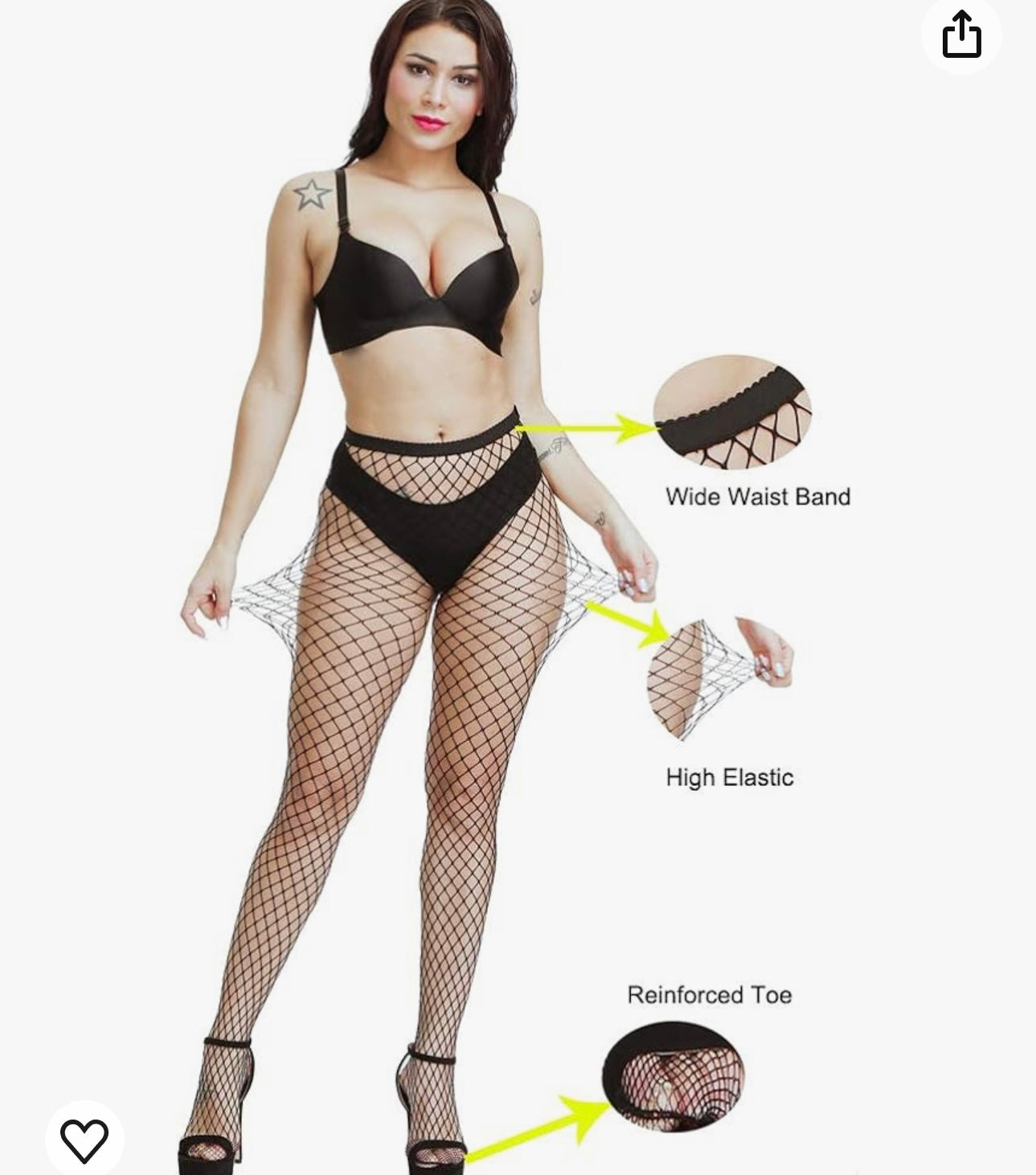 High Waist Footed Fishnet Tights Soft & Stretchy Partterned Fishnets Garter Thigh High Stockings for Women