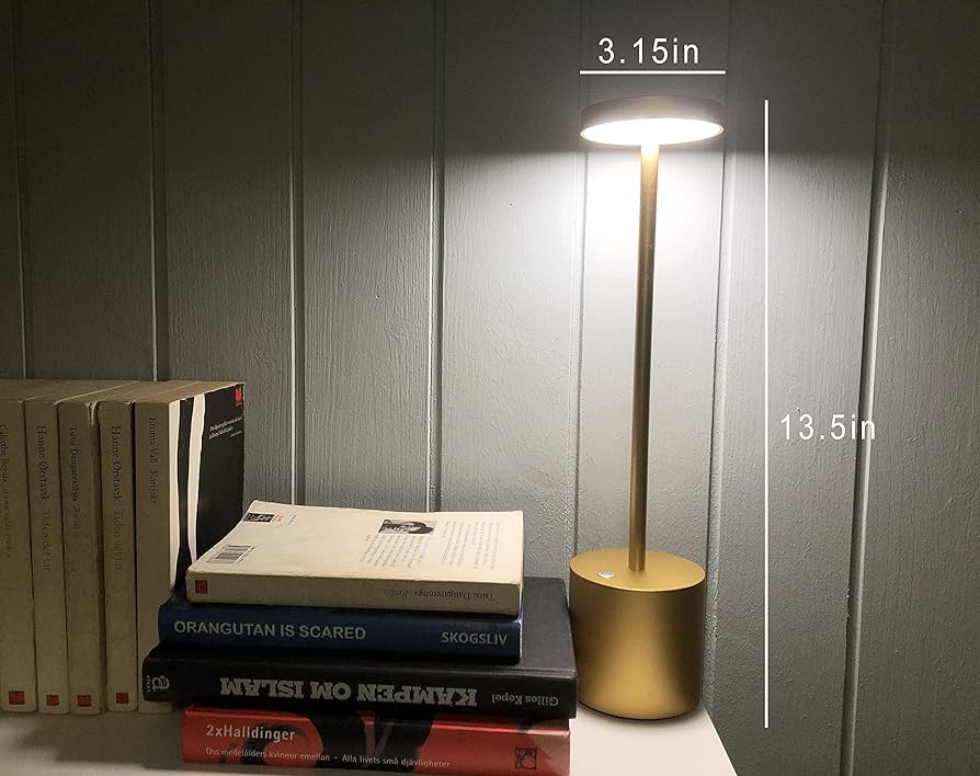 LED Table Lamp USB Charge Dimmable Eye Protect Bedside Night Light (Gold)