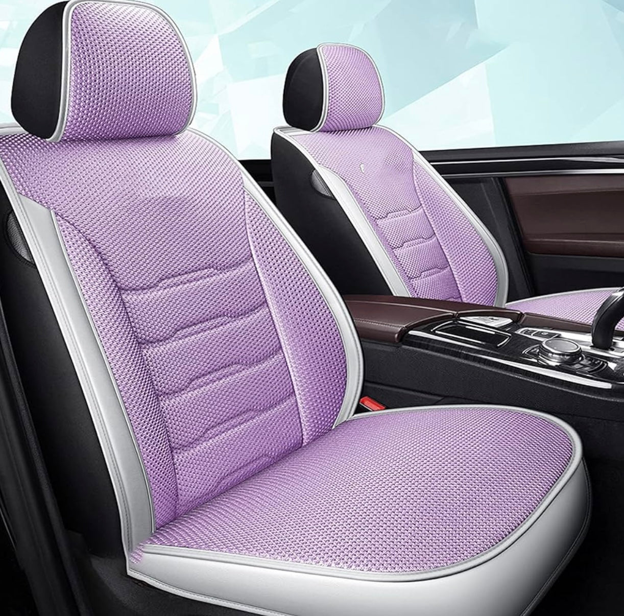 5 Seats Full Set Car Seat Covers,Linen Ice Silk Comfortab5 Seats Full Set Car Seat Covers,Linen Ice Silk Comfortable Automotive Vehicle Airbag Compatible,women Cushion for Cars SUV Pick-up Truck Universal Fit Set Auto Accessories (Purple,Standard Edition)