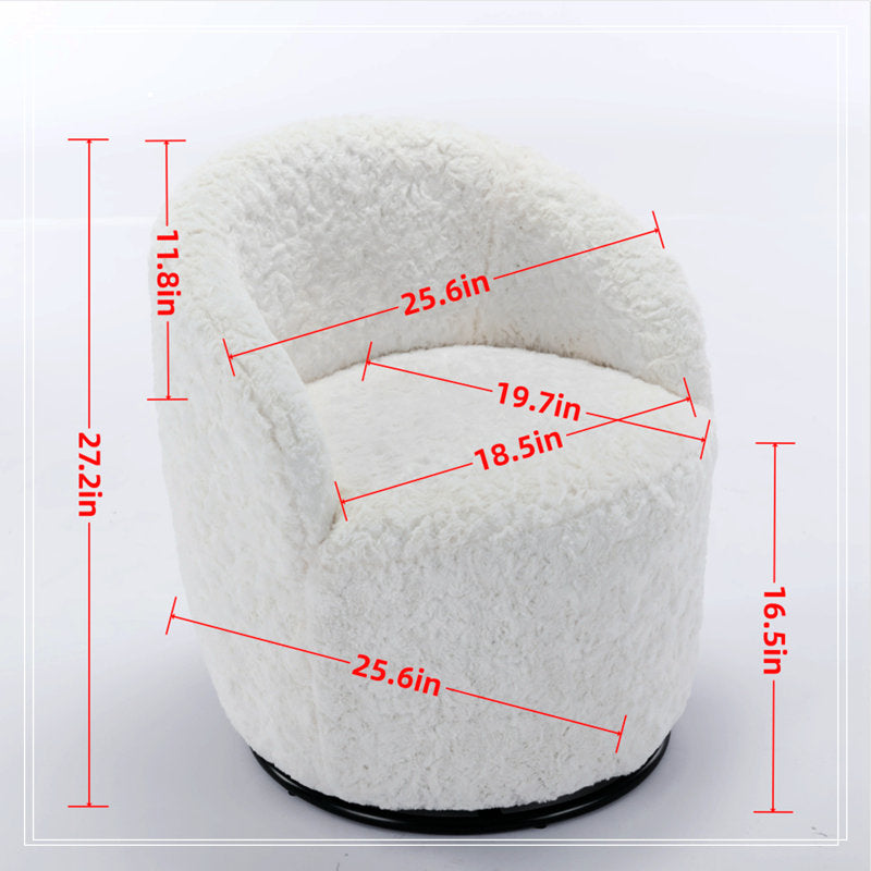 360° Swivel Chair, Soft Touch Modern Teddy Tiny Upholstered Barrel Varity Sofa for Living Room, Bedroom, Indoor Furniture