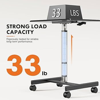 Mobile Small Stading Desk - Sit Stand Desk, Portable Rolling Laptop Desk with Lockable Wheels, Computer Workstations, Adjustable Height