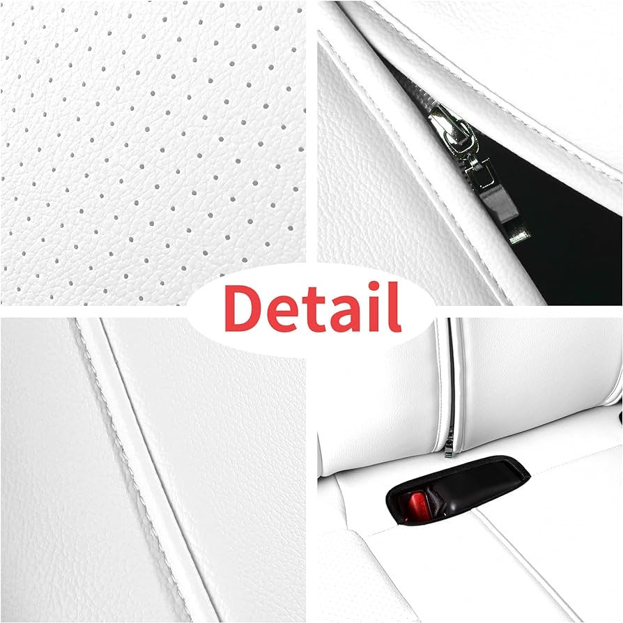 5 Seat Cover Custom Fit for Tesla Model 3 Synthetic Leather Car Seat Cushion Protector for 2017 2018 2019 2020 2021 2022 2023 Customized (Lichi White Model 3)