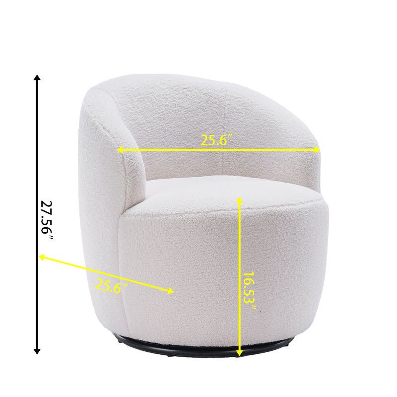 360° Swivel Chair, Soft Touch Modern Teddy Tiny Upholstered Barrel Varity Sofa for Living Room, Bedroom, Indoor Furniture