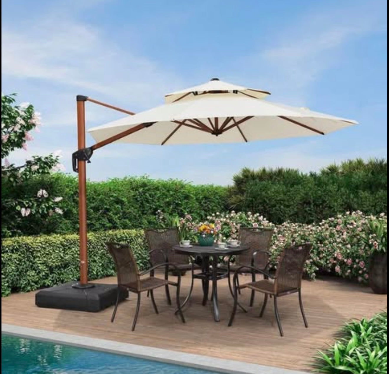 10’ Round Purple Leaf Wood Patio Umbrella(base not included)